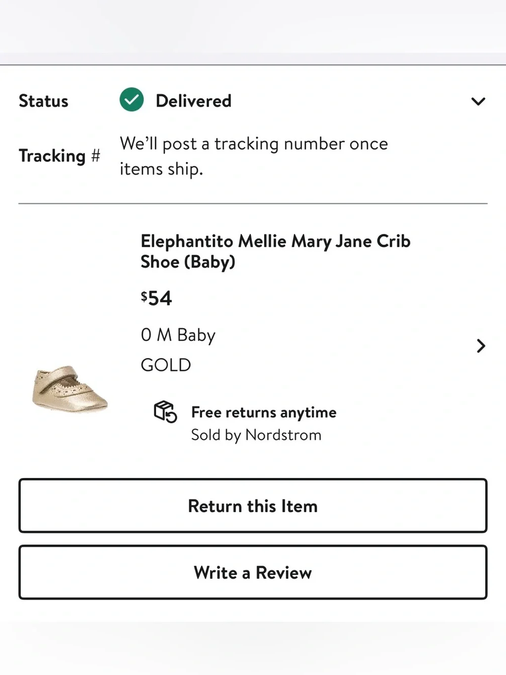 Elephantito Mellie Mary Jane Crib Shoe (Baby) in Gold size 0 m baby